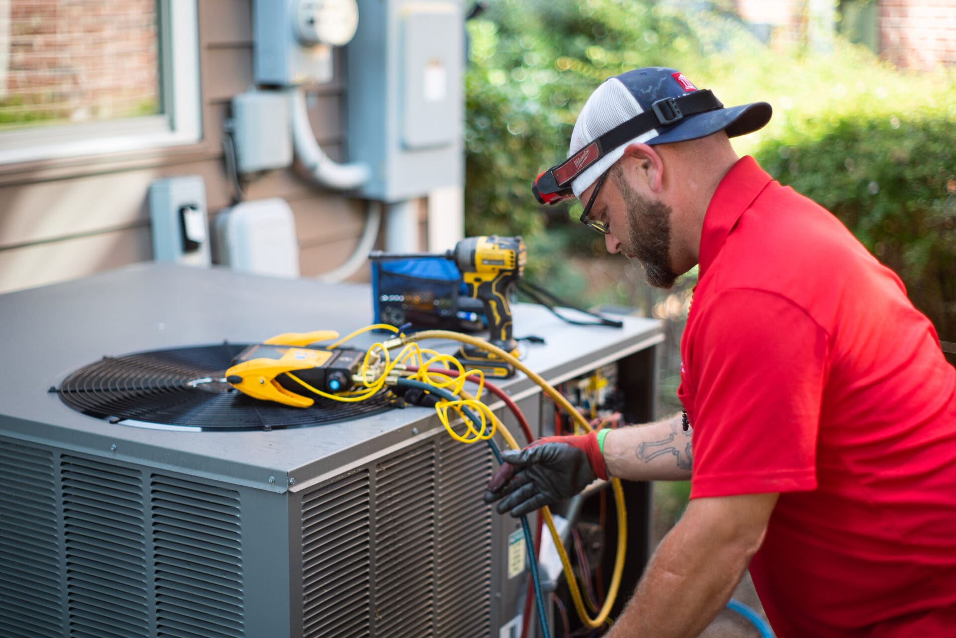 Parthenon HVAC Technician works on an air conditioning repair in Nashville TN