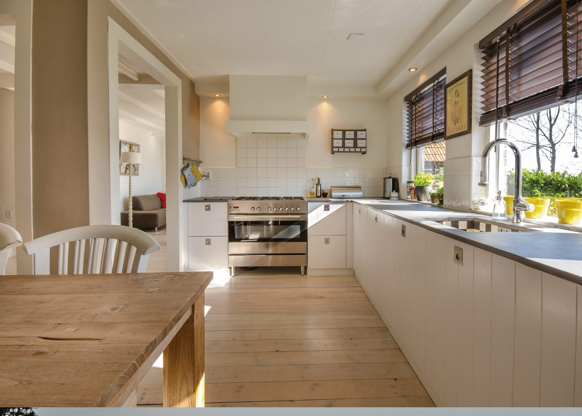Modern kitchen with white cabinetry