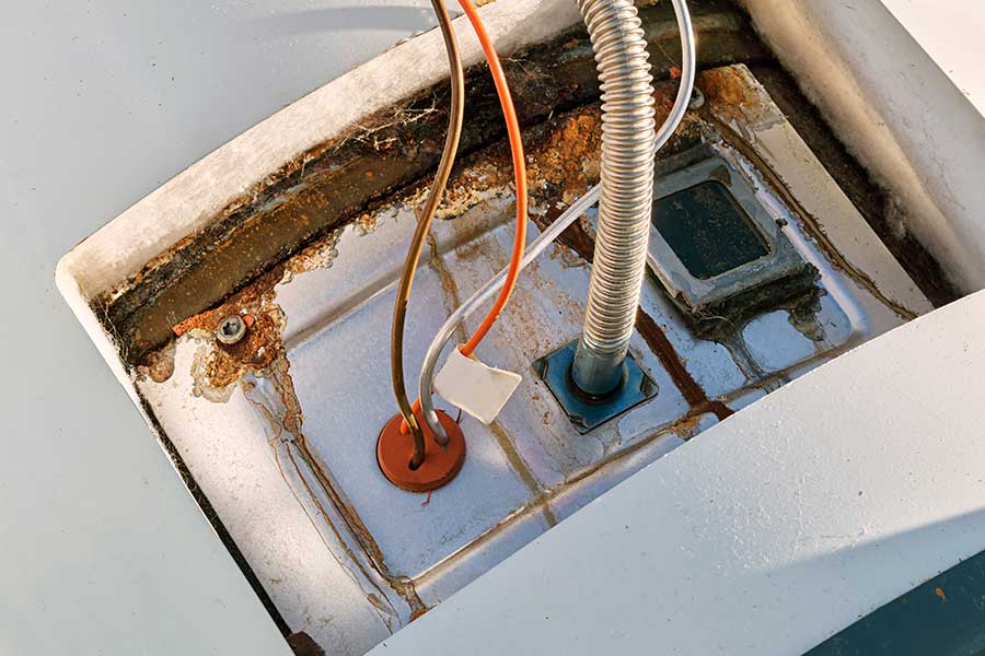 Water heater interior with copper heating element