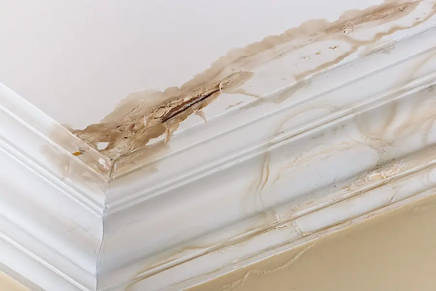 Water damage on a ceiling